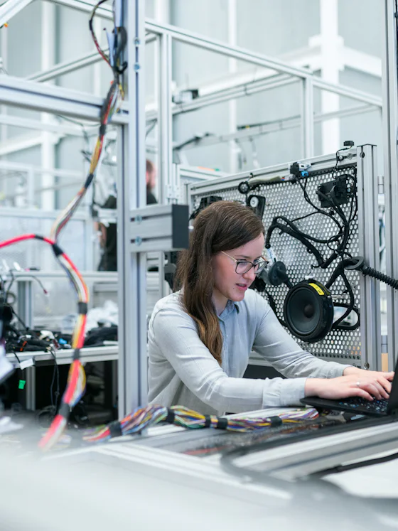 Engineer operating an automated production line