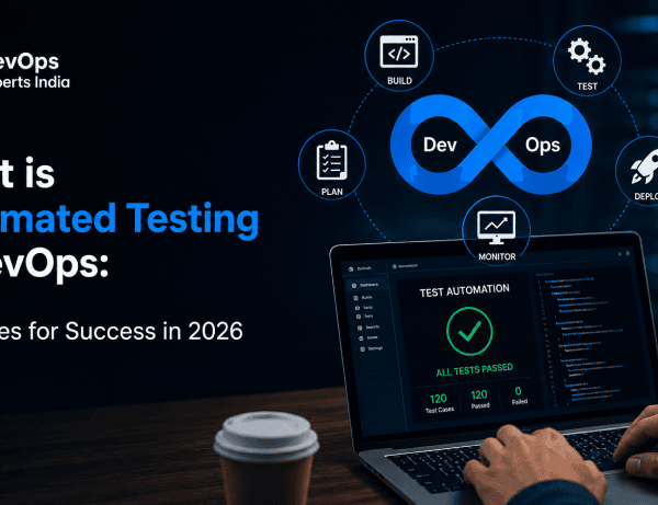 Automated Testing in DevOps process showing build, test, and deployment stages working together