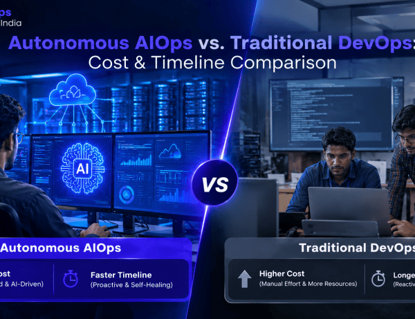 Autonomous AIOps vs. Traditional DevOps cost, speed, and timeline comparison for businesses