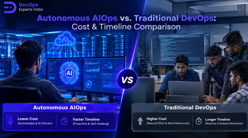 Autonomous AIOps vs. Traditional DevOps cost, speed, and timeline comparison for businesses
